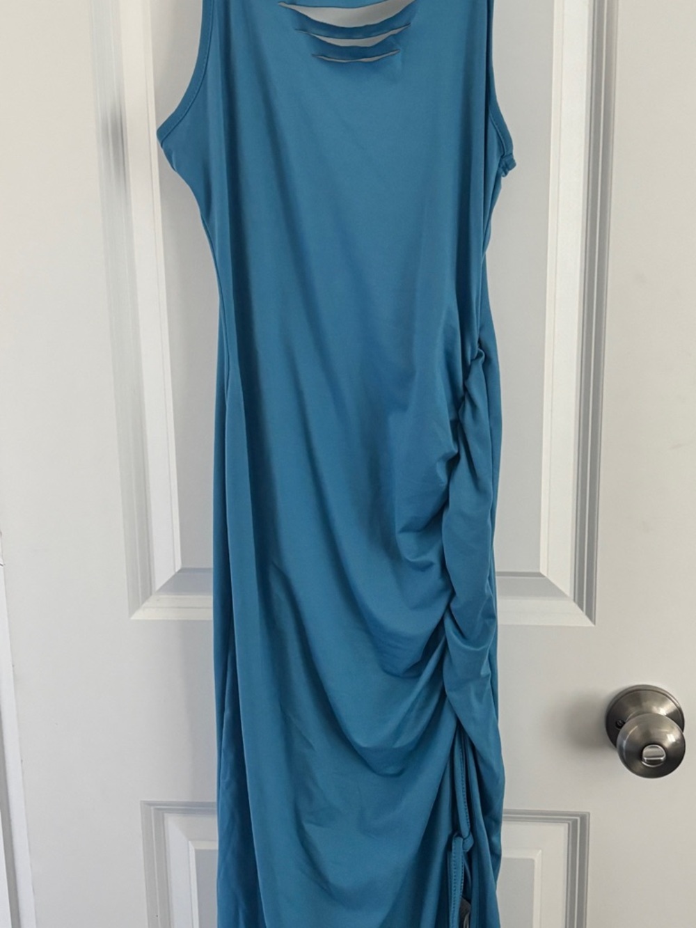 SHEIN Teal Sleeveless Maxi Dress with Side Ruching